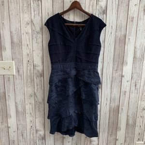 Adrianna Papell navy blue ruffle dress size 14